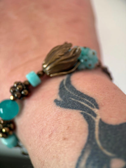 Medium Antique Brass Amazonite Bracelet