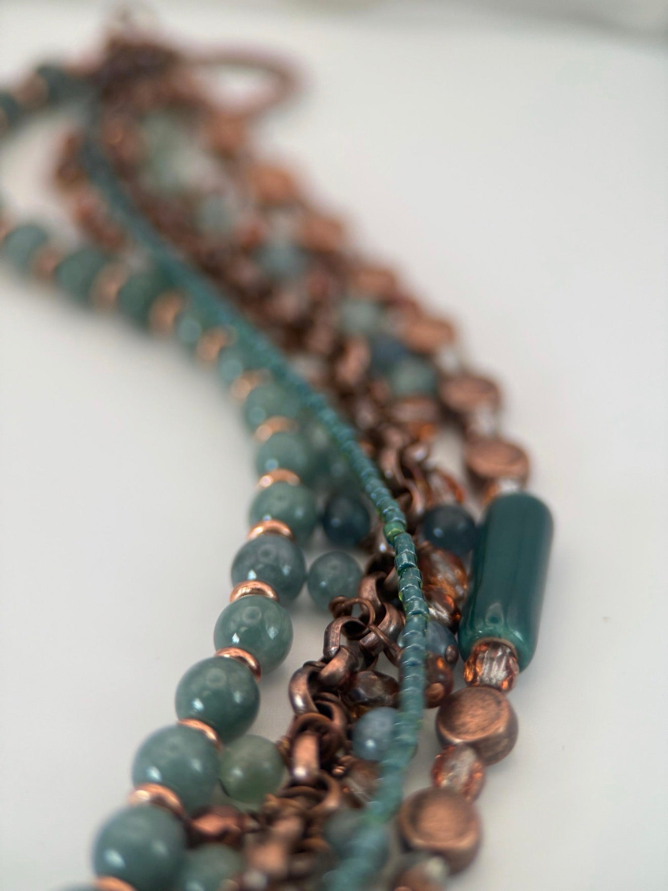 Medium Copper, Guatemalan Jade, Kyanite, and Czech Glass Bracelet and Earrings Set