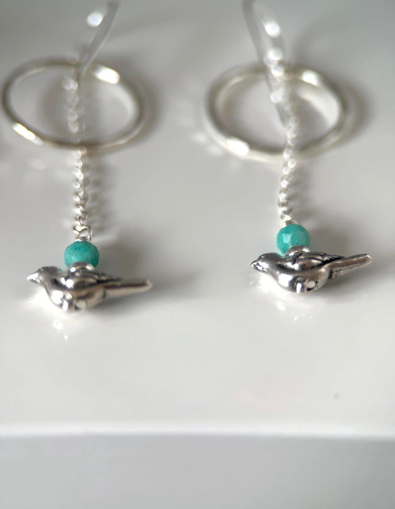 Medium Bird and Amazonite Bracelet and Earrings Set