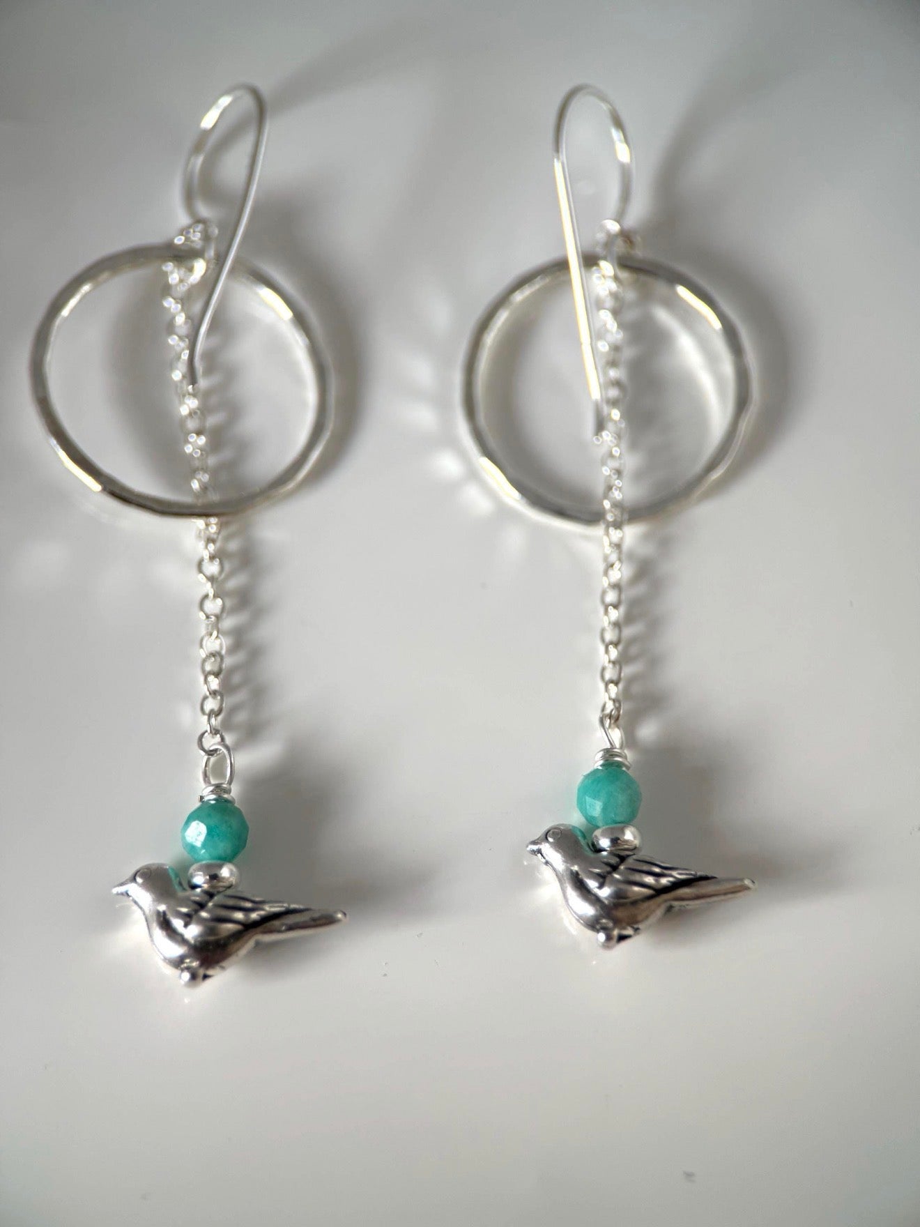 Medium Bird and Amazonite Bracelet and Earrings Set