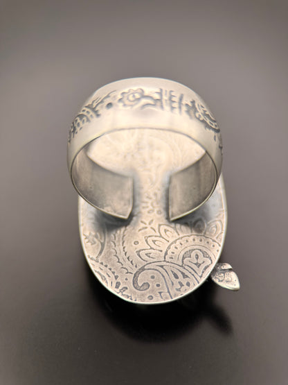 Black Hills Turquoise Death Moth Silver Plus Sized Ring