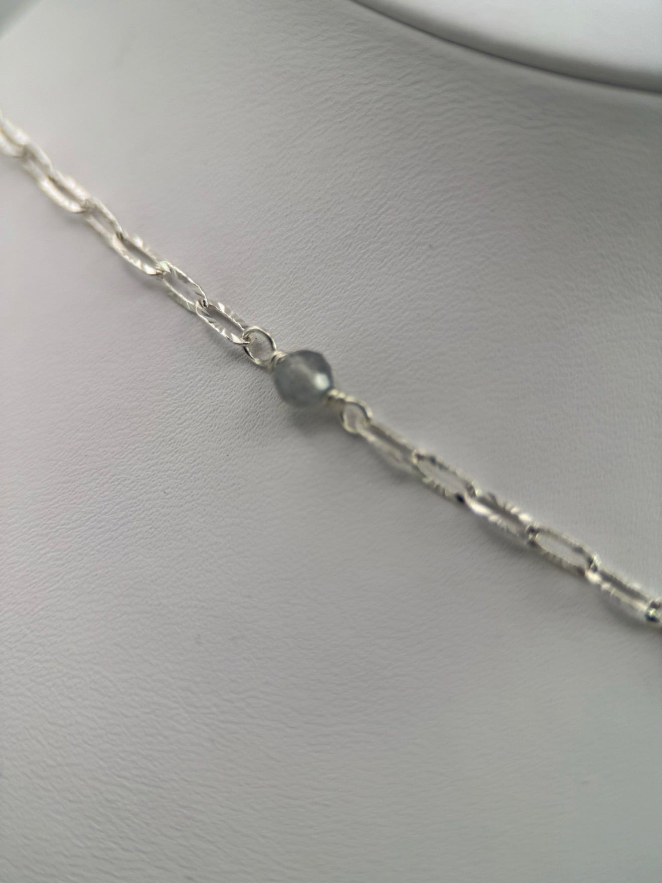 Labradorite and Silver Lariat Necklace