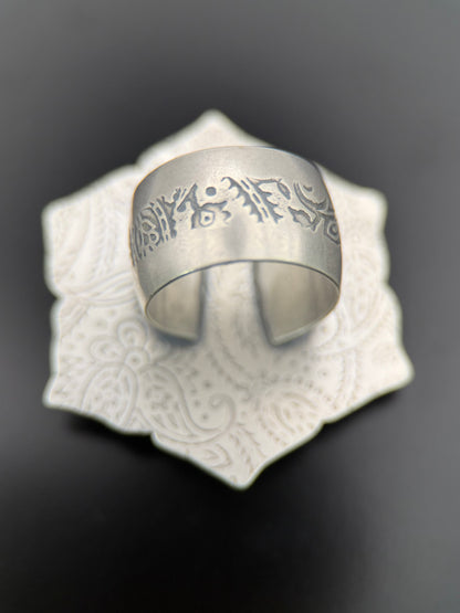 Kingman Turquoise and Silver Mandala Ring
