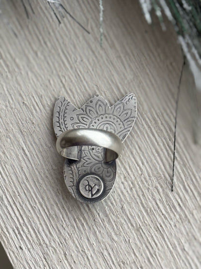 Sonoran Turquoise and Rose Leaves Ring