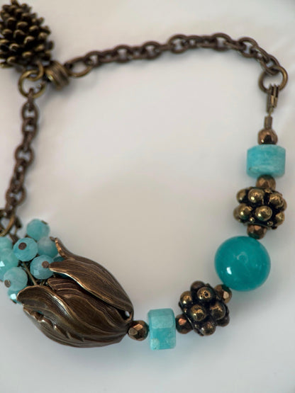 Medium Antique Brass Amazonite Bracelet