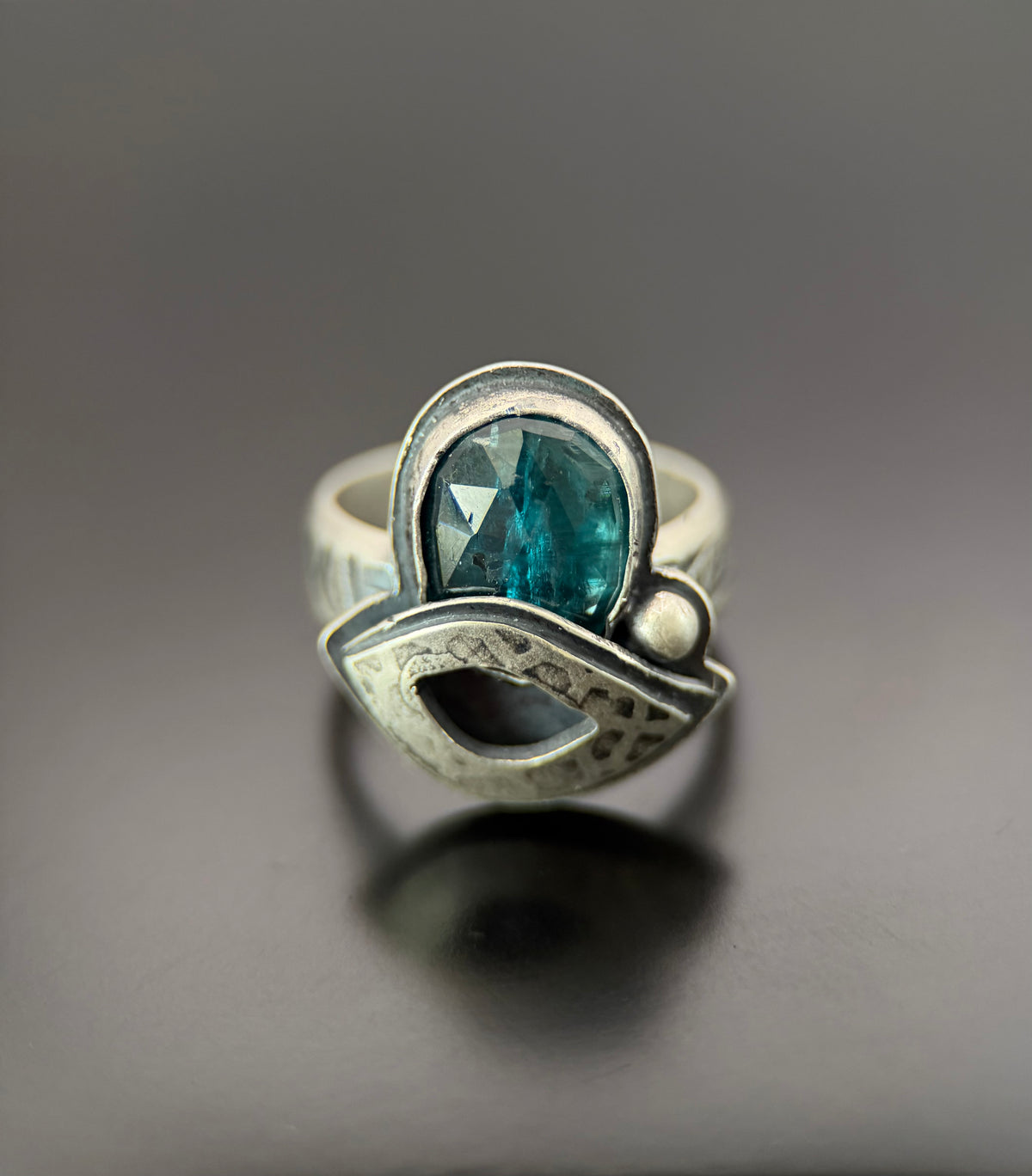 Teal Kyanite Silver Ring