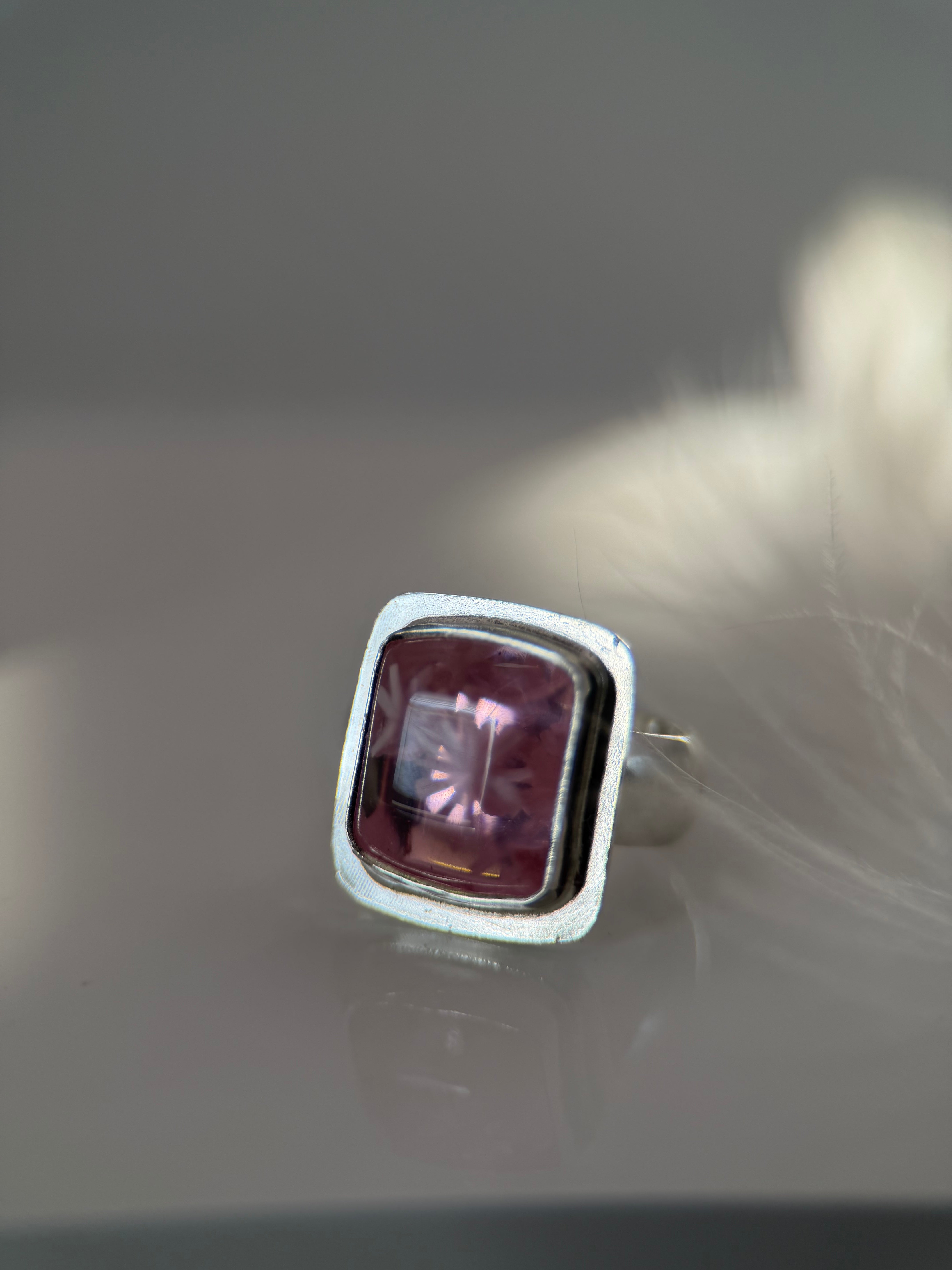 Square Pink Bridewell Stone Ring