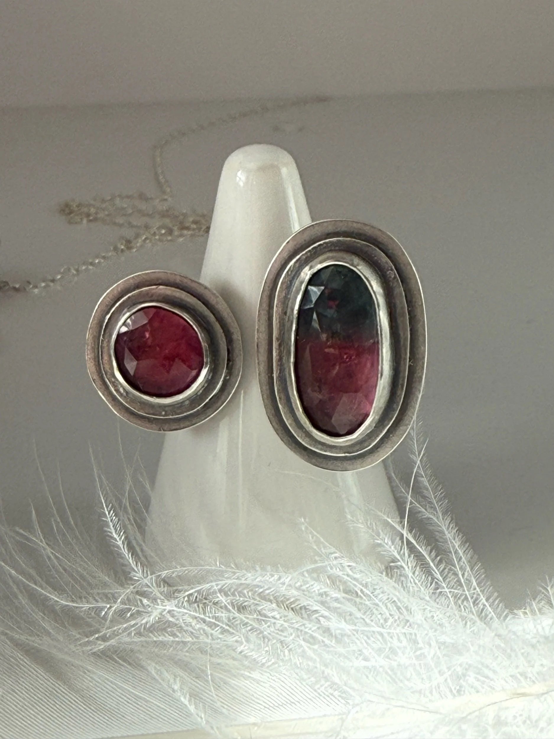 Pink and Purple Tourmaline Open Concept Ring