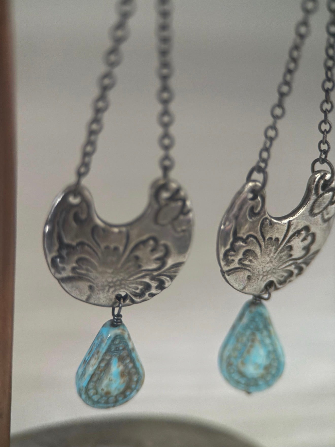 Turquoise Czech Glass Earrings