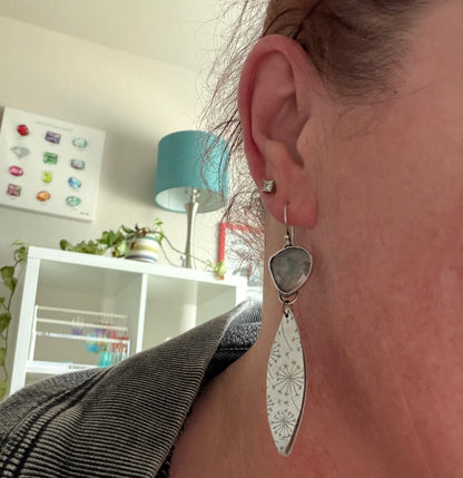 Rosecut Pale Pink Tourmaline Dandelion Drop Earrings