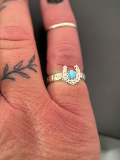 Golden Hills/Kazakhstan Turquoise Silver Horseshoe Ring