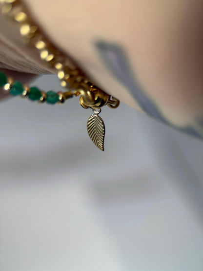 Medium Emerald Green Agate & Czech Glass Double Strand Bracelet