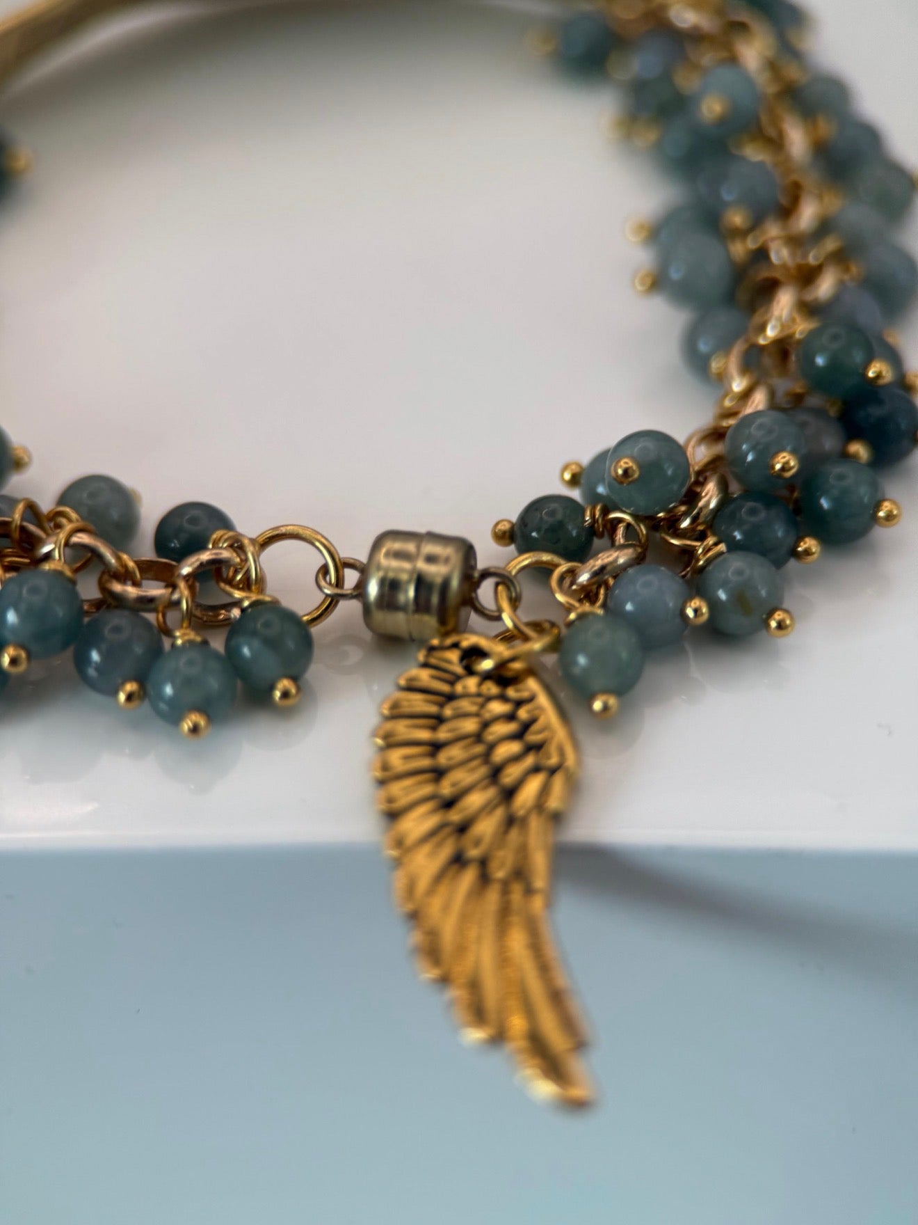 Medium Gold Guatemalan Jade Leaf Bracelet & Earrings