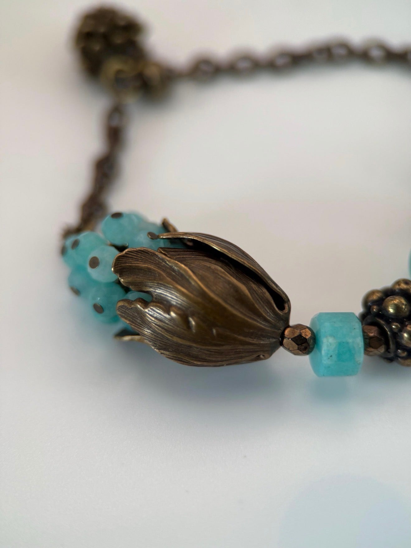 Medium Antique Brass Amazonite Bracelet