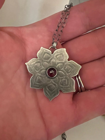 Rhodolite Garnet Mandala Pendant