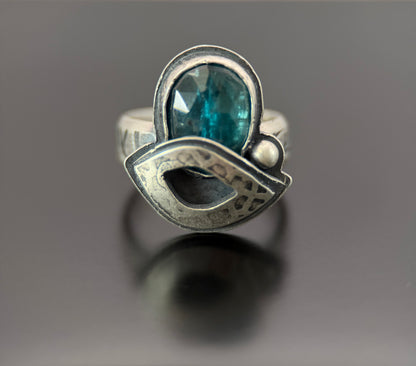 Teal Kyanite Silver Ring