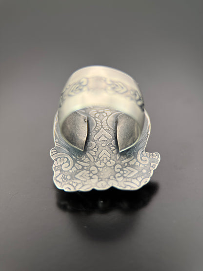 Antelope Hill Variscite Silver Leaf Ring