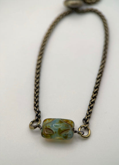 Medium Adjustable Turquoise Picasso Czech Glass Bracelet