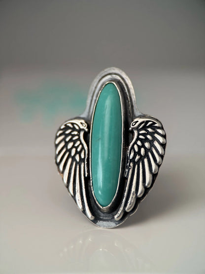 Sonoran Turquoise and Angel Wing Ring