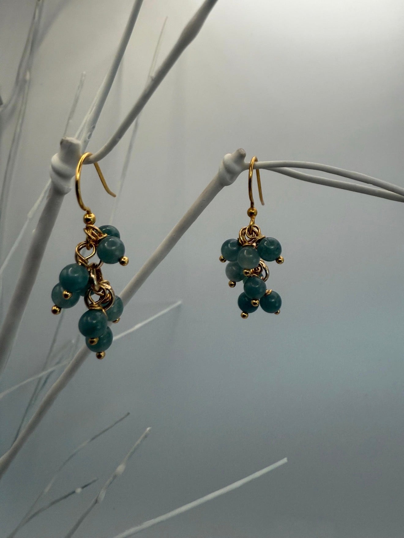 Medium Gold Guatemalan Jade Leaf Bracelet & Earrings