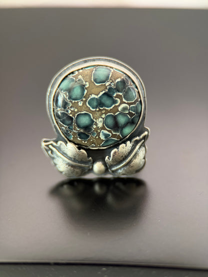 Antelope Hill Variscite Silver Leaf Ring