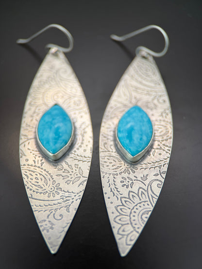 Paisley #8 Turquoise Silver Earrings