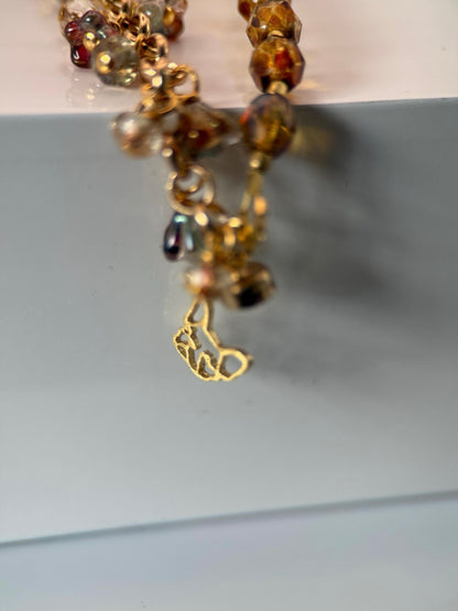 Medium Gold Czech Glass Frenchie Double Strand Bracelet