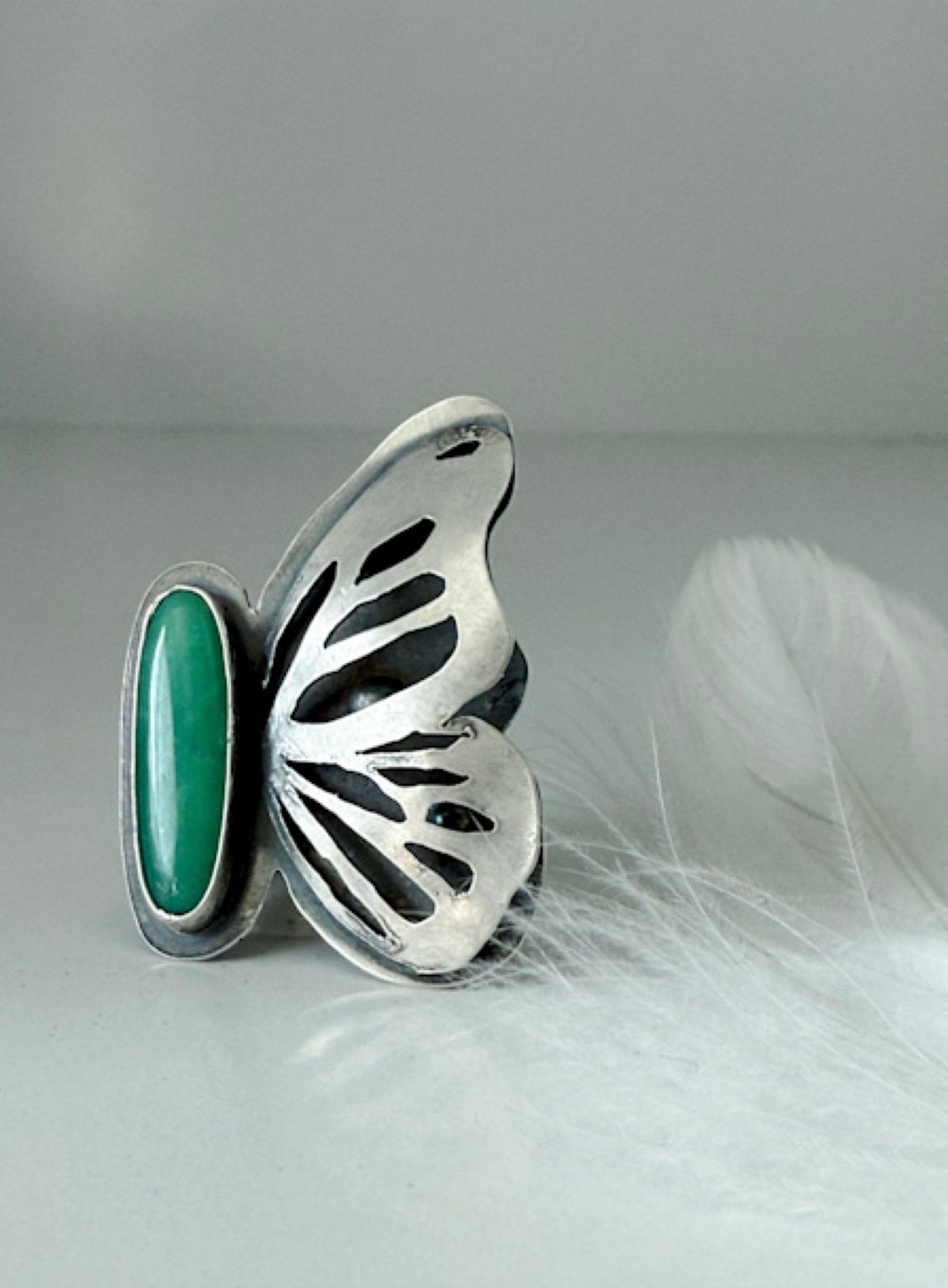 Chrysoprase Butterfly Wing Ring