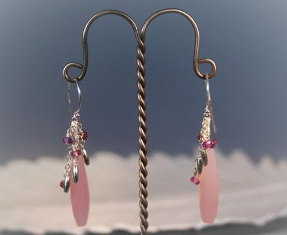 Beautiful Pink Chalcedony and Purple Sapphire Earrings