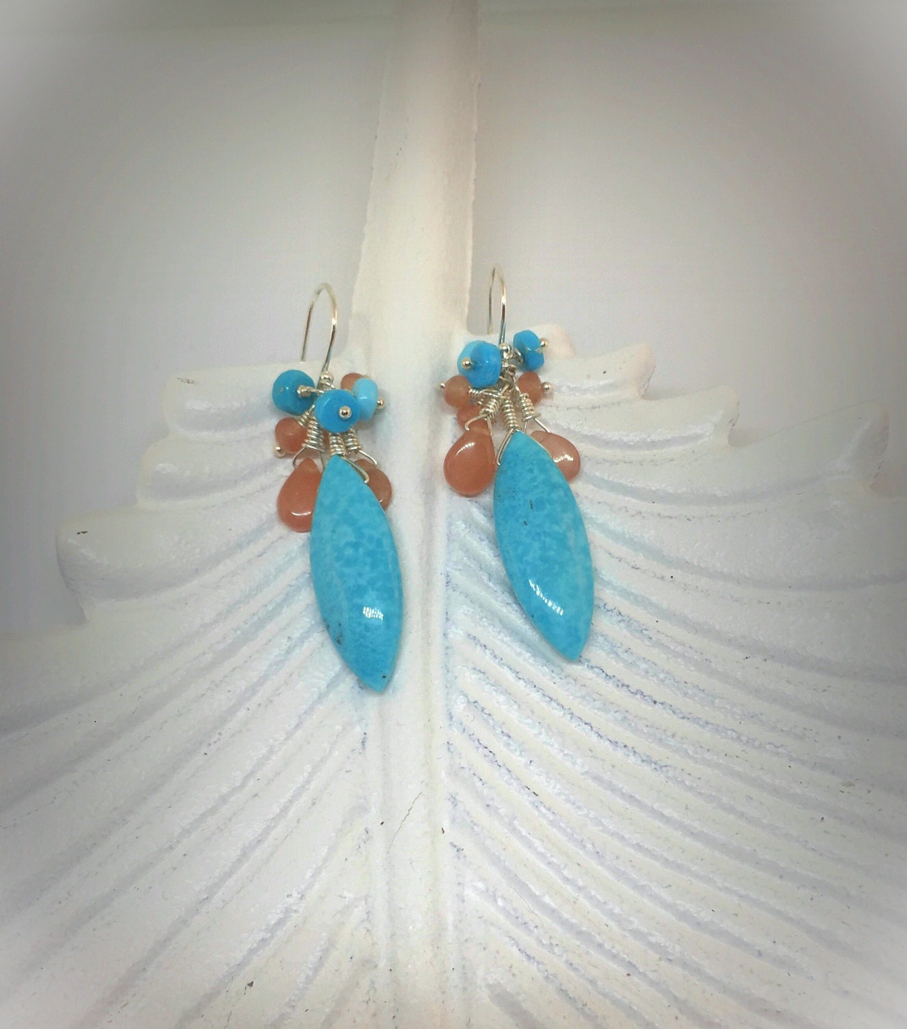 Sleeping Beauty Turquoise and Rhodochrosite Cluster Earrings