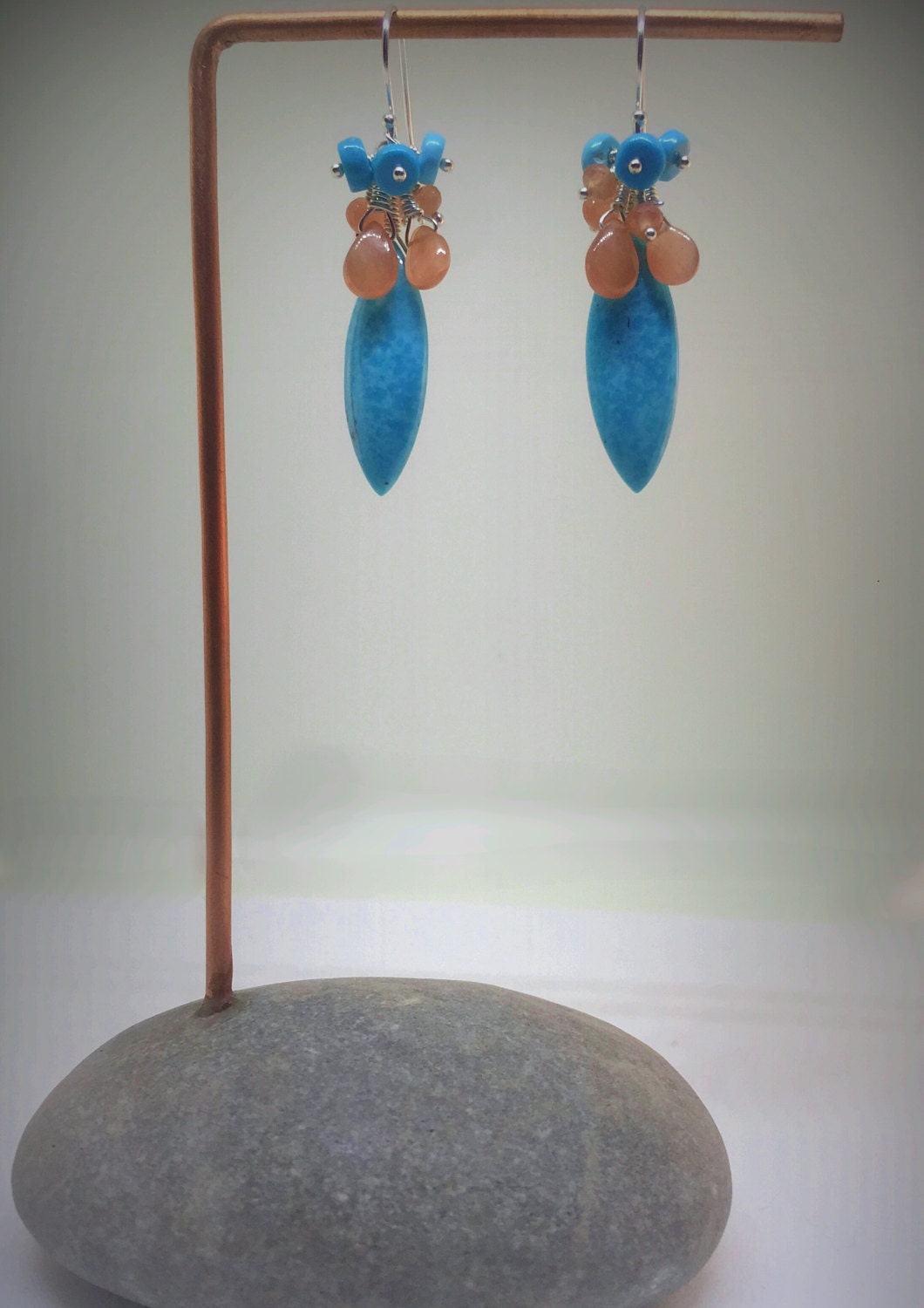 Sleeping Beauty Turquoise and Rhodochrosite Cluster Earrings