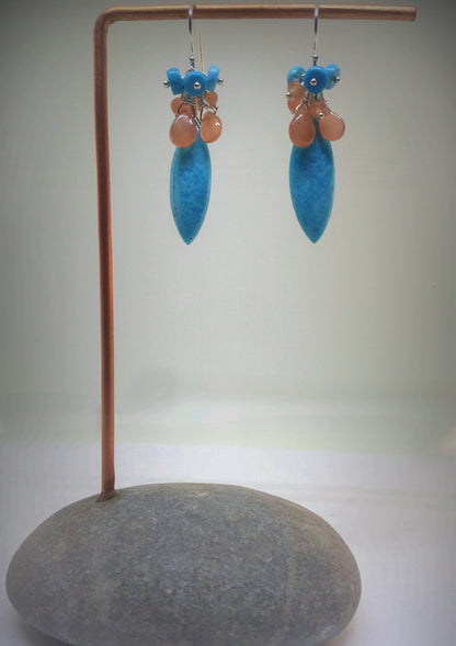 Sleeping Beauty Turquoise and Rhodochrosite Cluster Earrings