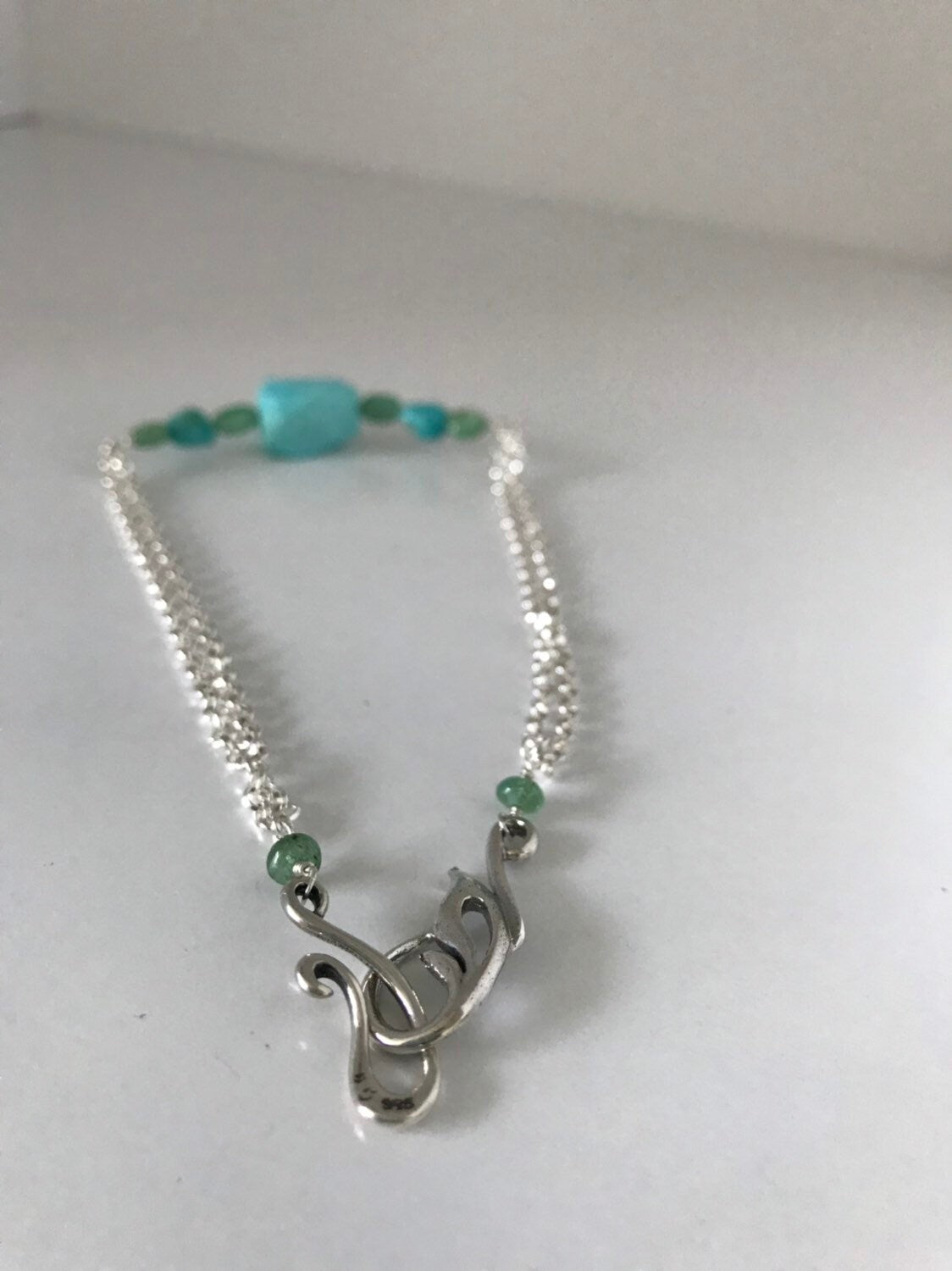 Amazing Sleeping Beauty Turquoise and Emerald Bracelet or Necklace. You choose!