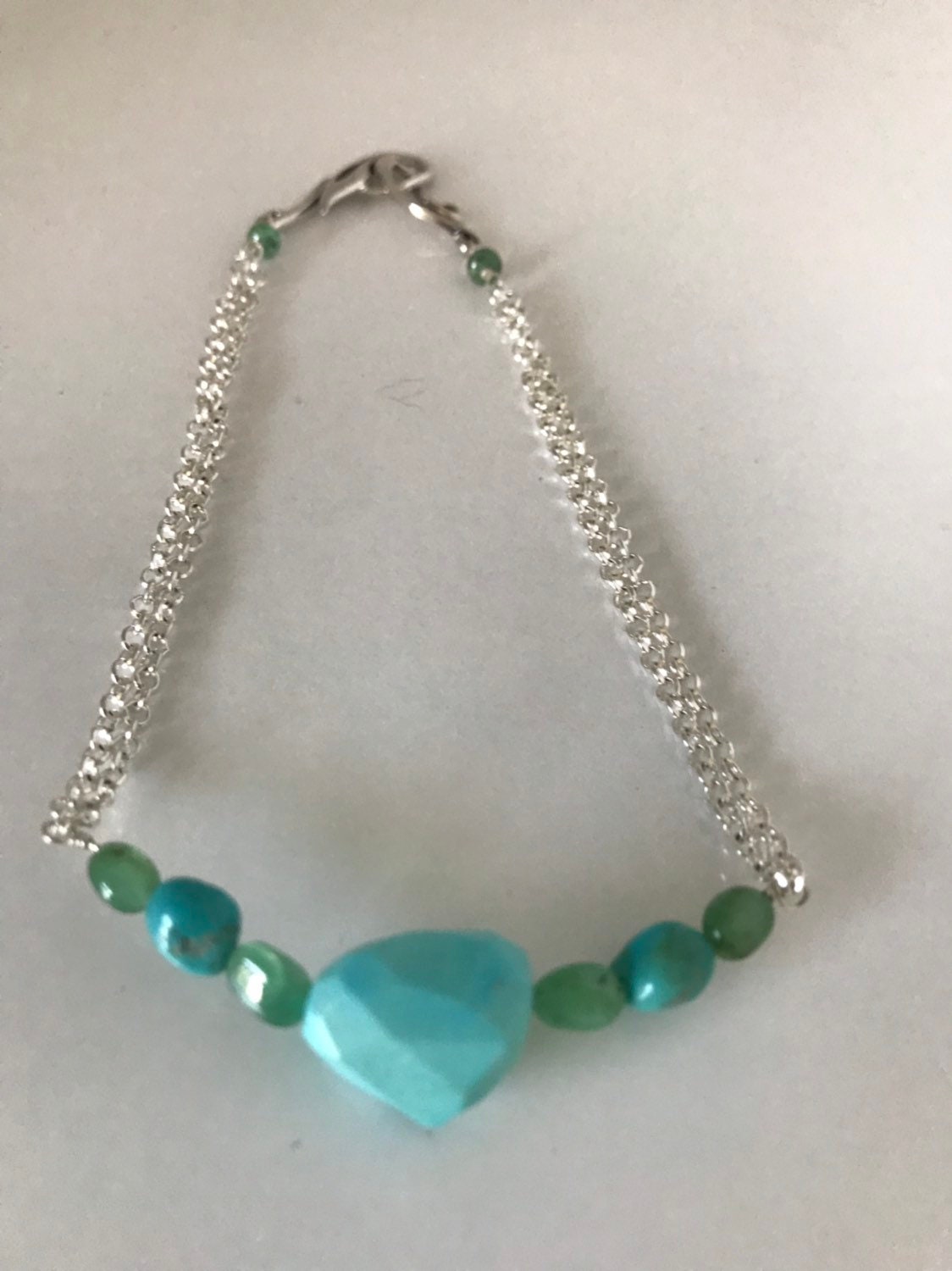 Amazing Sleeping Beauty Turquoise and Emerald Bracelet or Necklace. You choose!