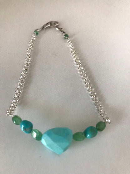 Amazing Sleeping Beauty Turquoise and Emerald Bracelet or Necklace. You choose!