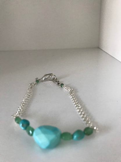 Amazing Sleeping Beauty Turquoise and Emerald Bracelet or Necklace. You choose!