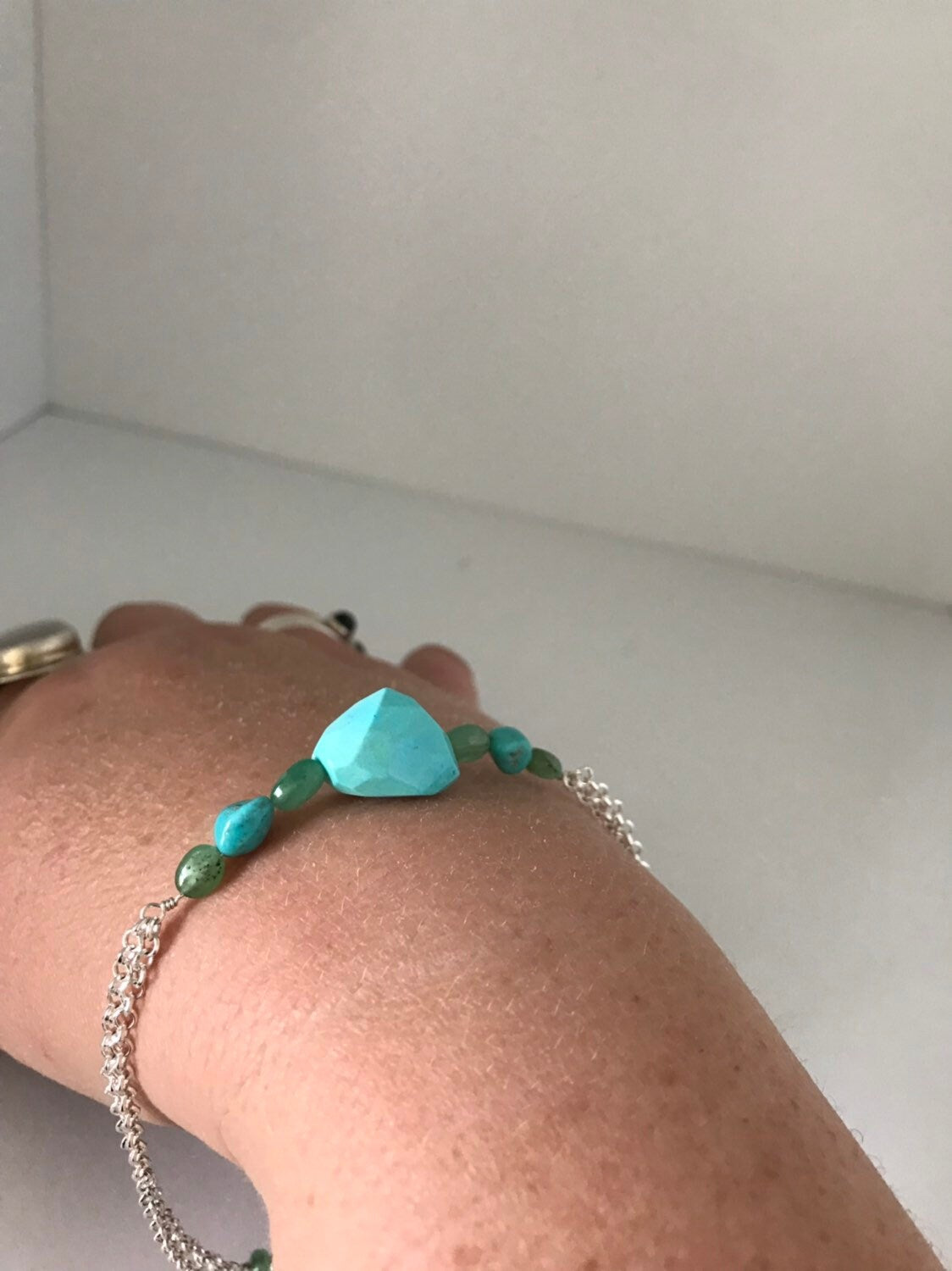 Amazing Sleeping Beauty Turquoise and Emerald Bracelet or Necklace. You choose!