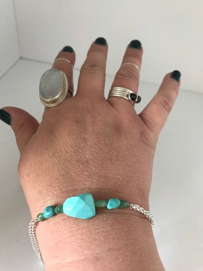 Amazing Sleeping Beauty Turquoise and Emerald Bracelet or Necklace. You choose!