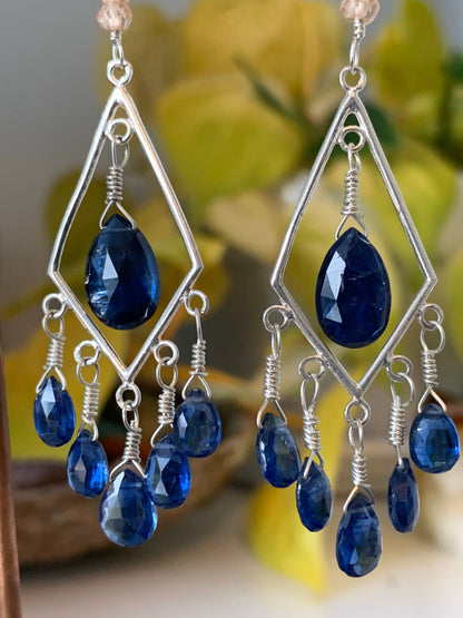 Royal Blue Kyanite and Champagne Citrine Earrings