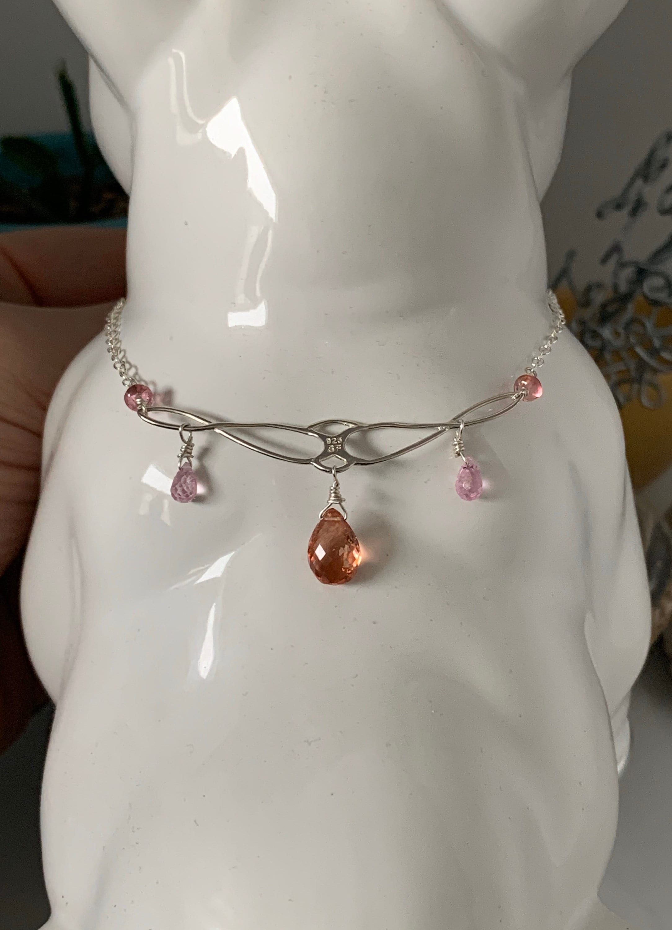 Peach Tourmaline & Sapphire Necklace