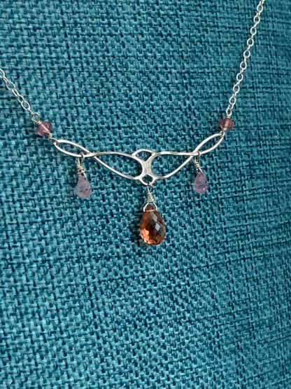 Peach Tourmaline & Sapphire Necklace