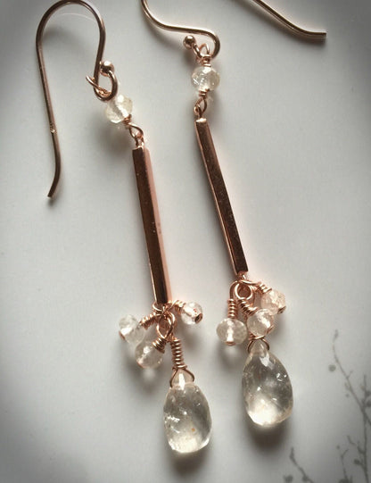 Oregon Sunstone and Rose Gold Earrings