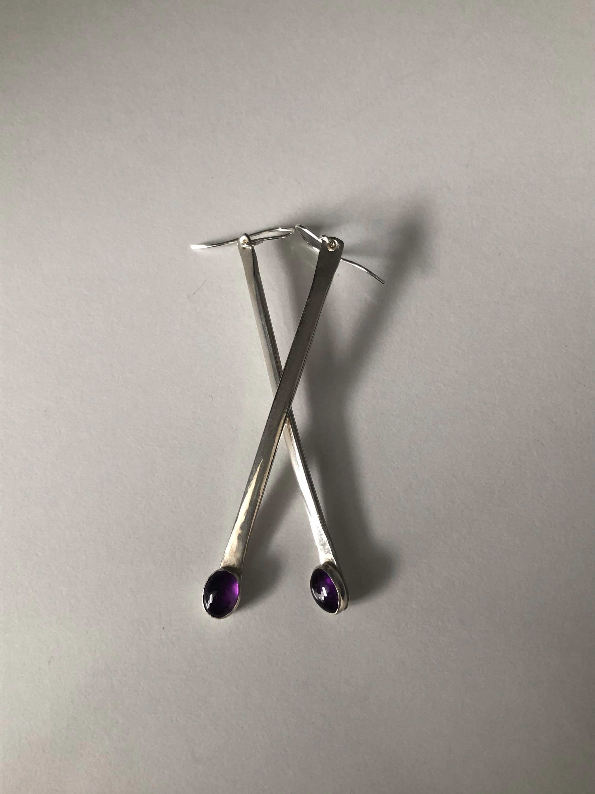 Classic Amethyst Stick Earrings