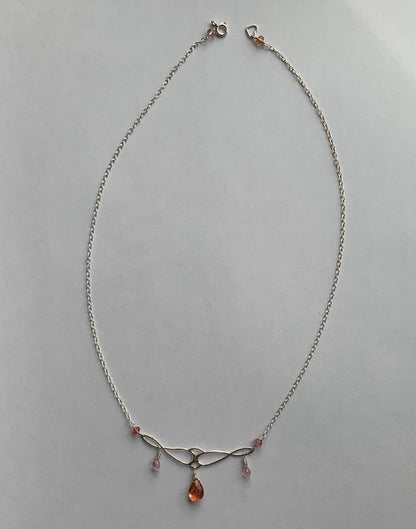 Peach Tourmaline & Sapphire Necklace