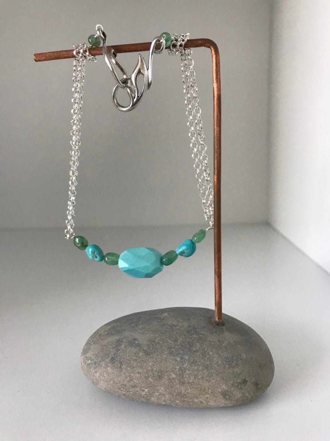 Amazing Sleeping Beauty Turquoise and Emerald Bracelet or Necklace. You choose!