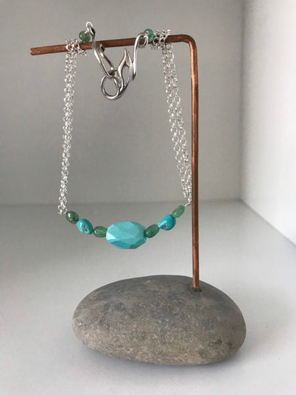 Amazing Sleeping Beauty Turquoise and Emerald Bracelet or Necklace. You choose!