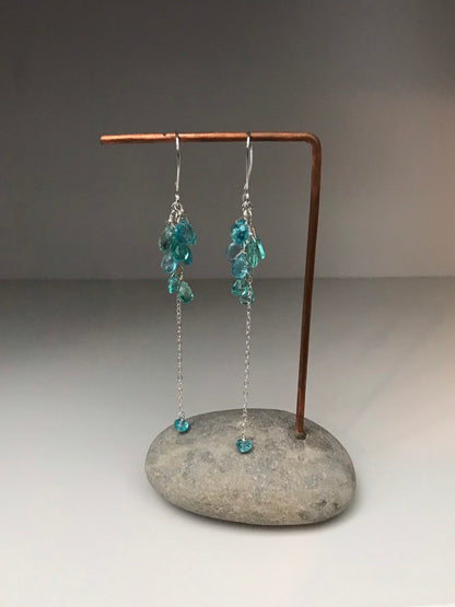 Sea Green Apatite Long Dangle Earrings