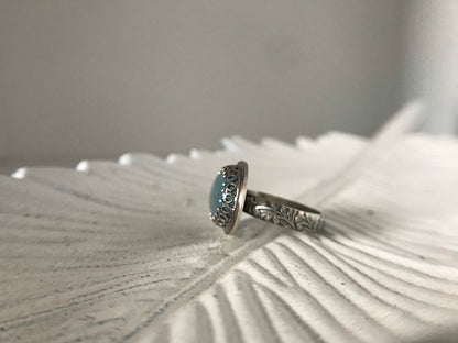 Oxidized Aquamarine Ring