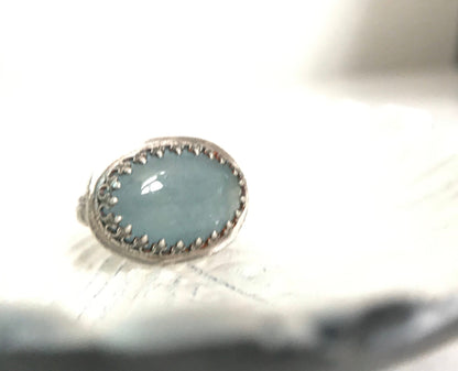 Oxidized Aquamarine Ring