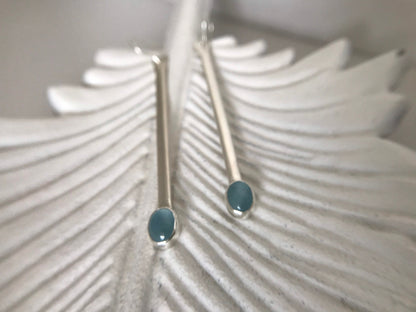 Classic Aquamarine Stick Earrings
